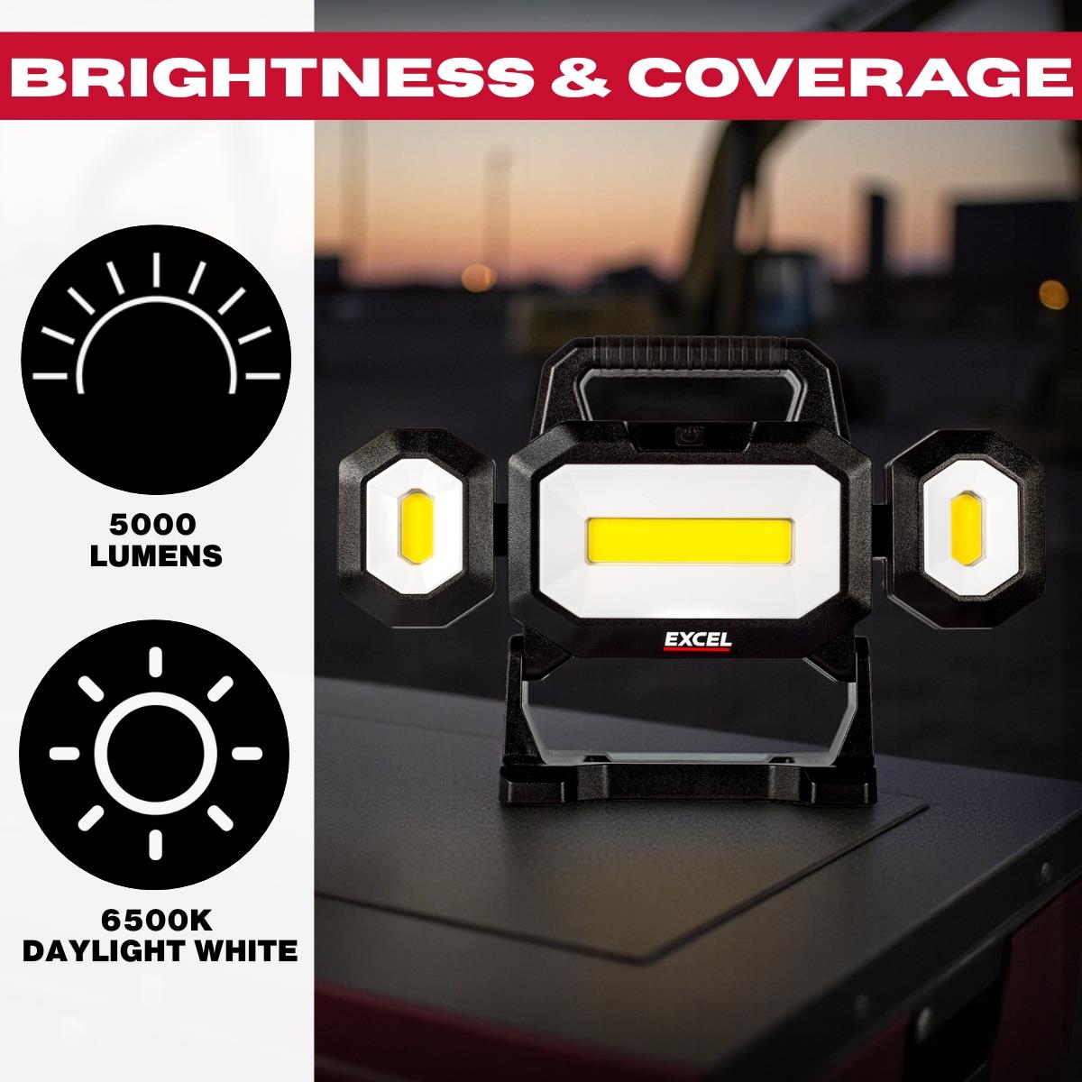 Excel 18V LED Work Light 5000 Lumens with Makita 1 x 3.0Ah Battery & Charger