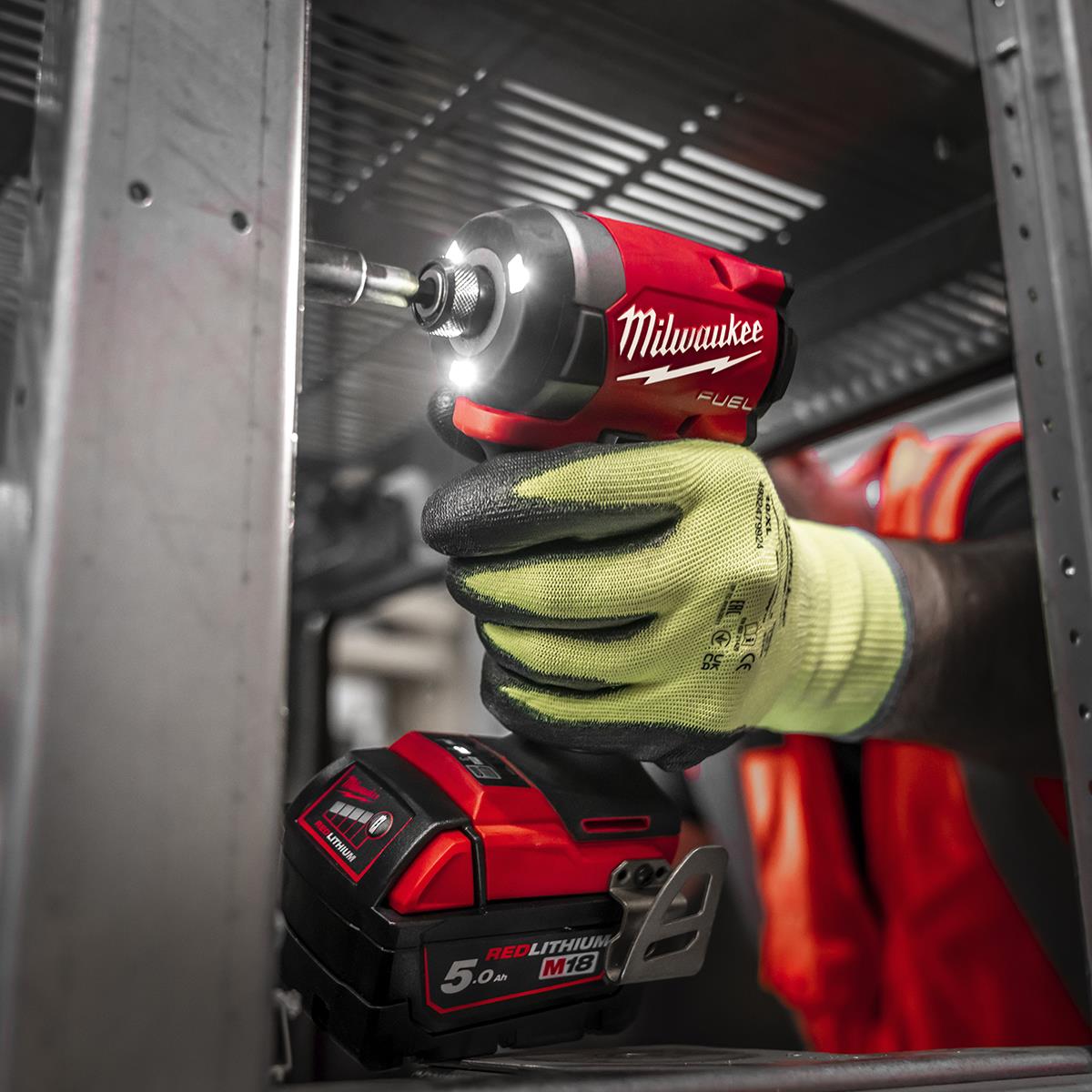 Milwaukee M18FPP2A3-503B 18V Fuel Brushless Combi Drill + Impact Driver with 3 x 5.0Ah Battery, Charger & 80 Piece Impact Duty Bit Set