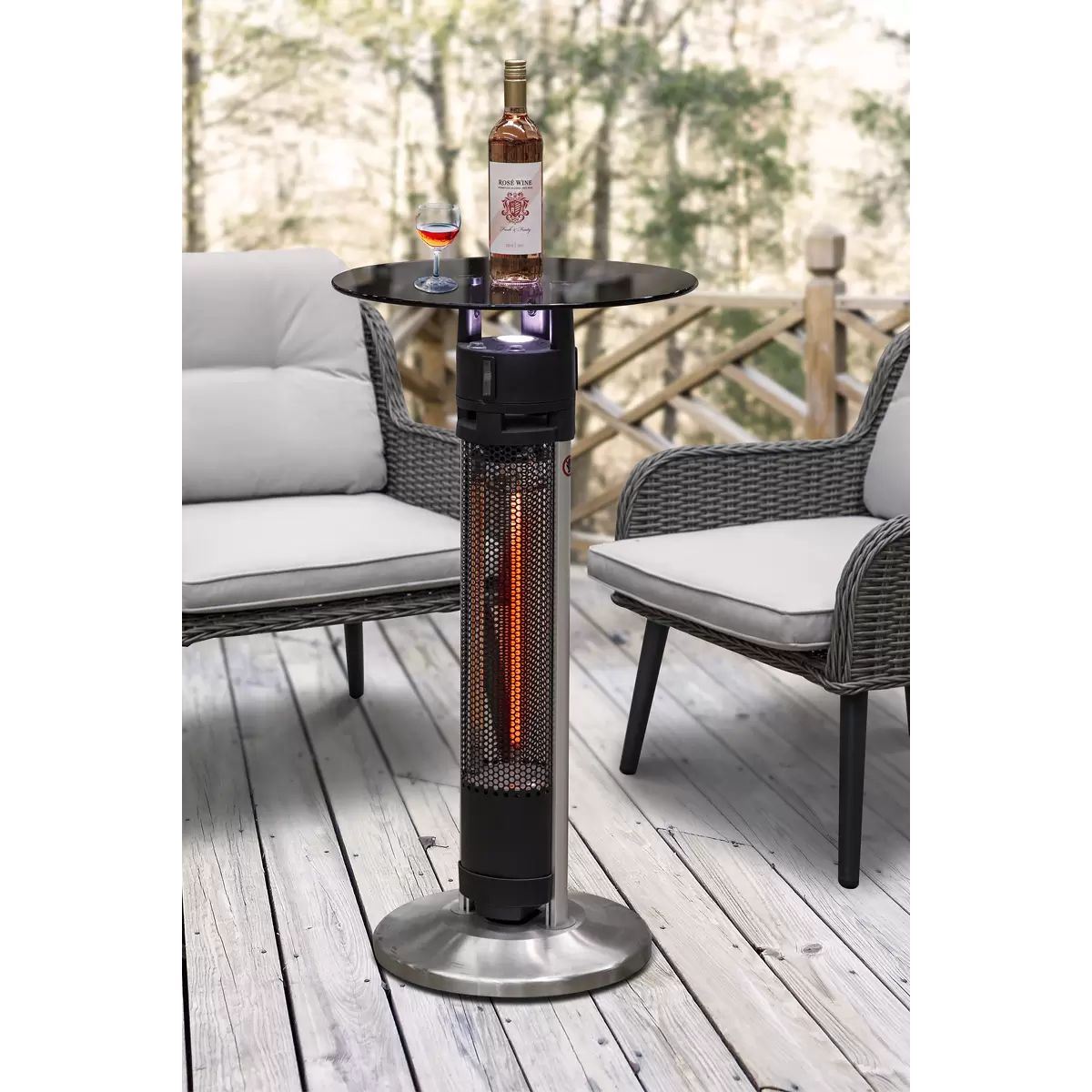 Sealey DG63 Dellonda Bistro Table with 1600W Heater Black/Stainless Steel
