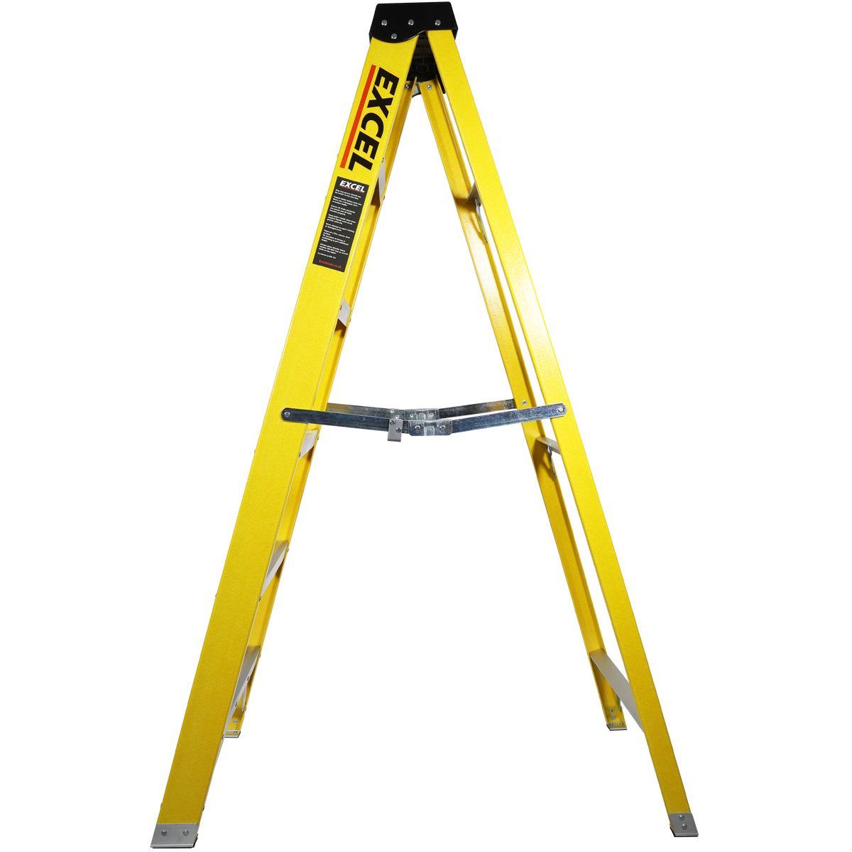Excel Heavy Duty Fibreglass 6 Tread Ladder with 3 Step Hop Up Ladder