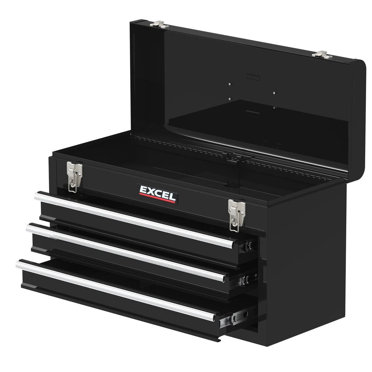 Excel 3 Drawers Portable Tool Chest Cabinet with Ball Bearing Slides Black