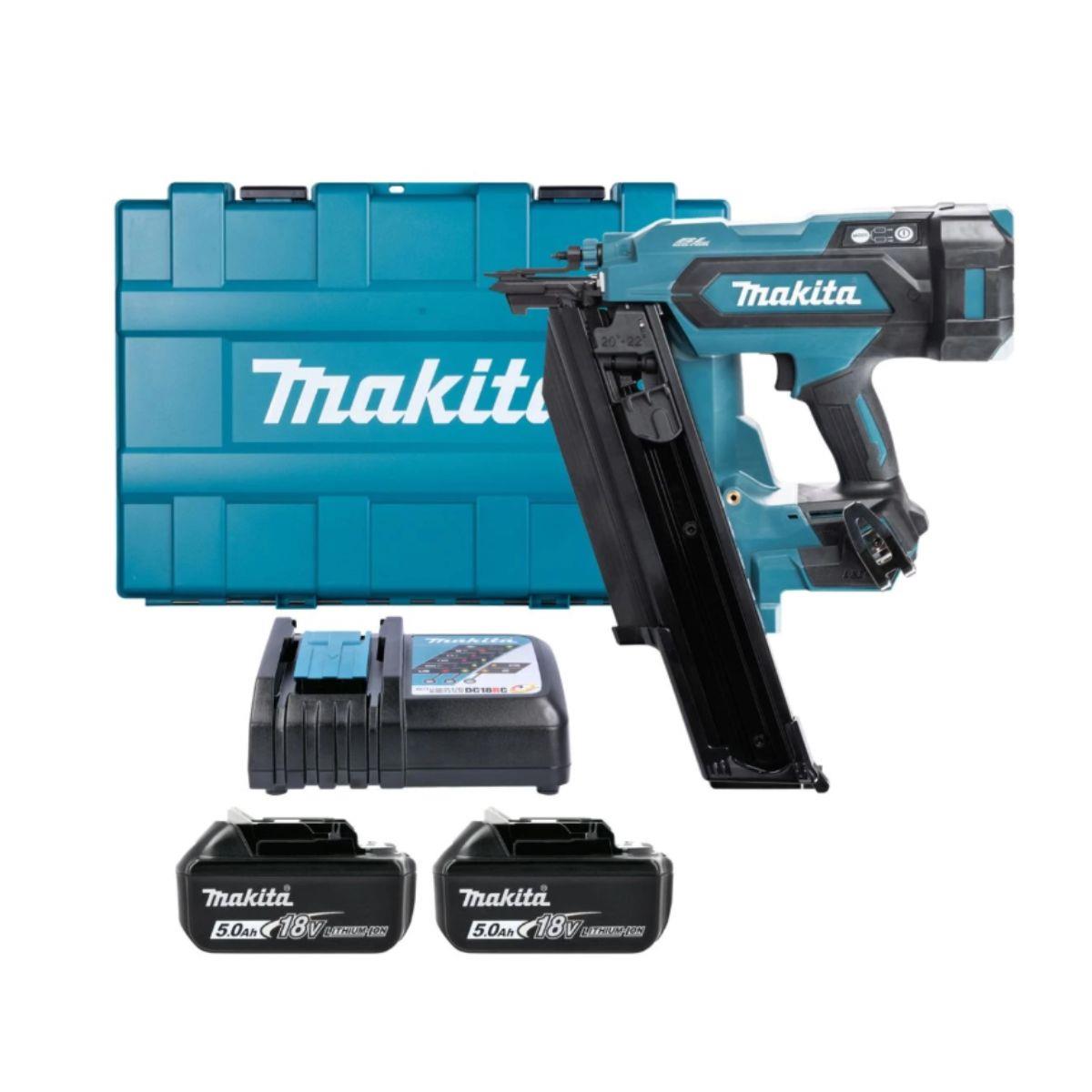 Makita DBN901RTE 18V LXT Cordless Framing Nailer With 2 x 5.0Ah Batteries, Charger & Case