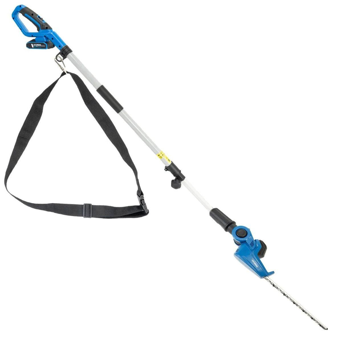 Hyundai HY20CPHT 20V 450mm Cordless Long Reach Pole Hedge Trimmer, 2.6m Long Reach with 2.0Ah li-ion Battery & Charger