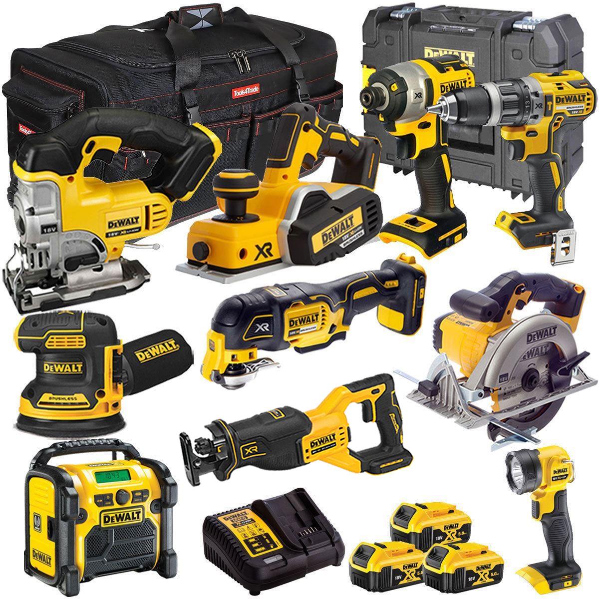 Dewalt 18V 10 Piece Power Tool Kit with 3 x 5.0Ah Battery & Charger T4TKIT-9711
