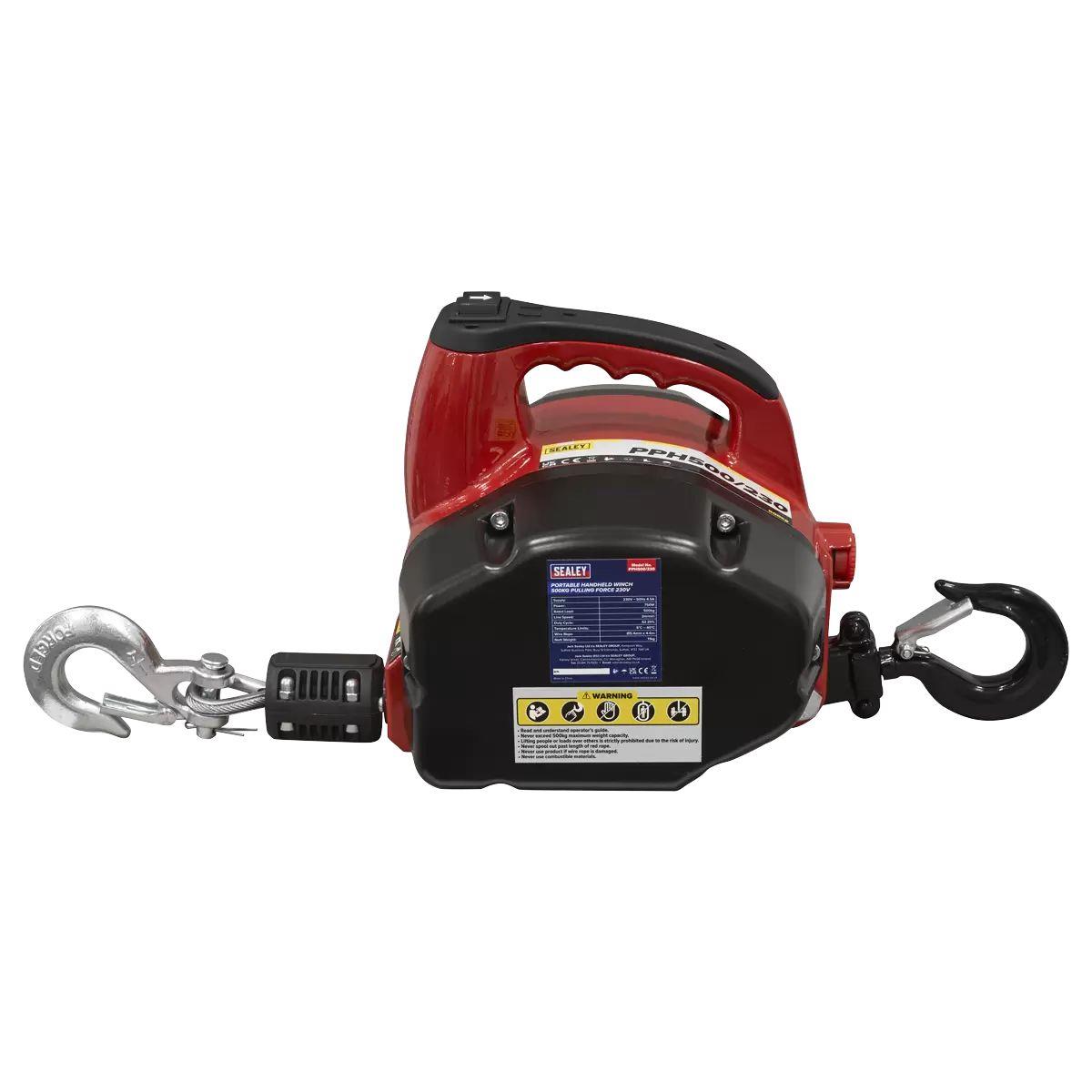 Sealey PPH500/230 Portable Handheld Winch 500kg Pulling Force 230V