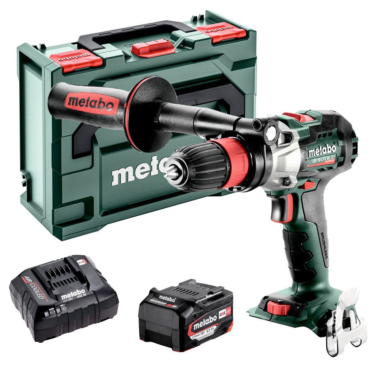 Metabo GB 18 LTX BL Q I 18V Brushless Tapper Drill Driver with 1 x 5.2Ah Battery Charger & Metabox