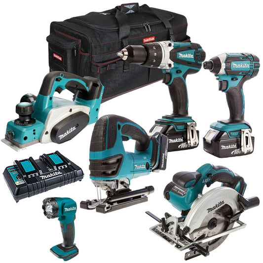 Makita T4T6051PT 18V LXT 6 Piece Kit 3 x 5.0Ah Batteries with Charger