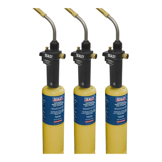 Sealey SMGKIT03 Brazing & Soldering MAPP Gas Torch & MAPP Cylinder Pack of 3