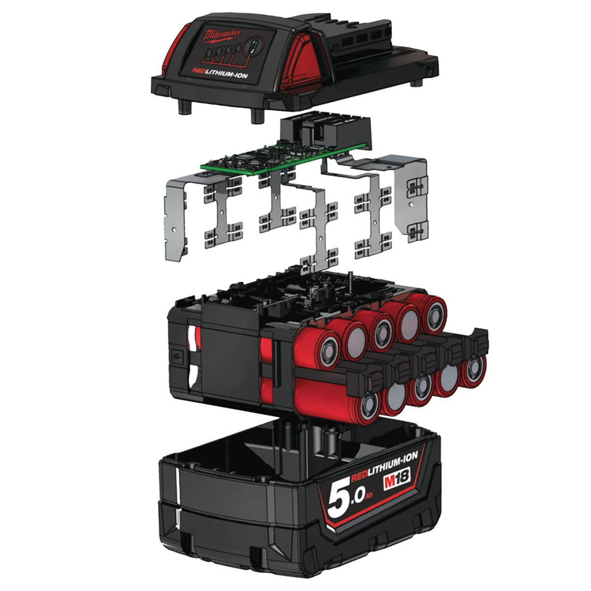 Milwaukee M18B5 18V Red Lithium-ion 5.0Ah Battery 4932430483 Item Condition Used