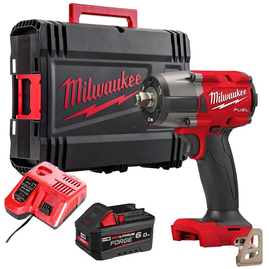 Milwaukee M18FMTIW2F12-0X 18V Fuel Brushless 1/2" Impact Wrench with 1 x 6.0Ah Battery Charger & Case