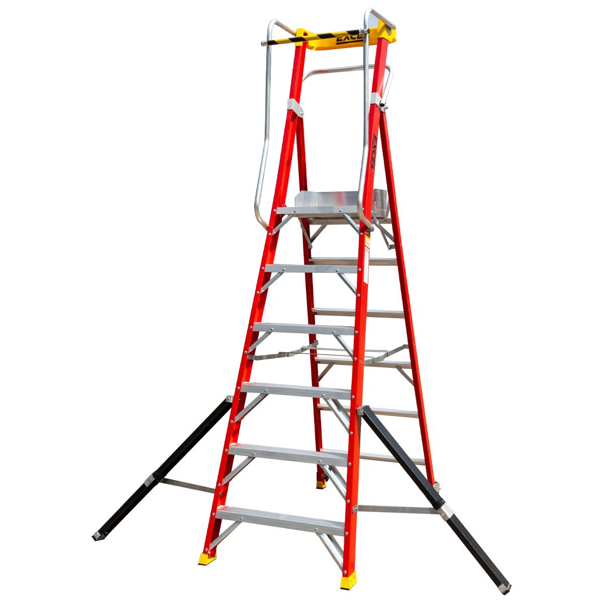 Excel Electricians Fibreglass Podium Step Ladder 6 Tread 2.61m EN131-7