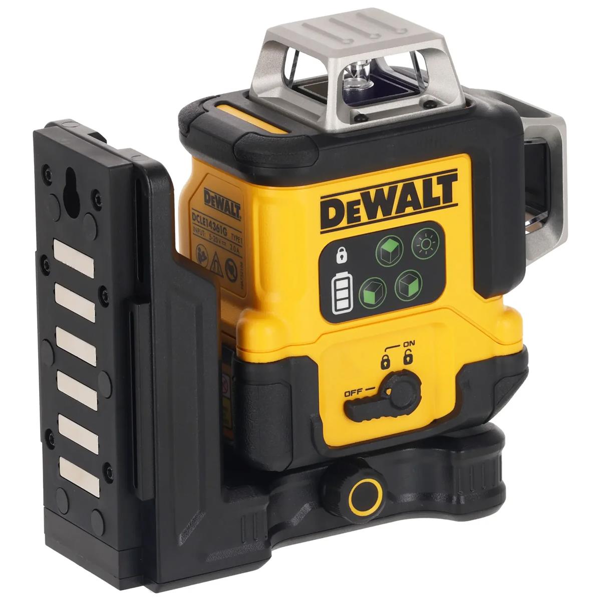 Dewalt DCLE14361GB-XJ USB-C Rechargeable 3 x 360° Green Beam Laser Level