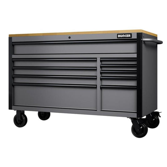 Draper B100-56SG Bunker 10 Drawer Workbench Roller Tool Cabinet 56 inch Light Grey 31760