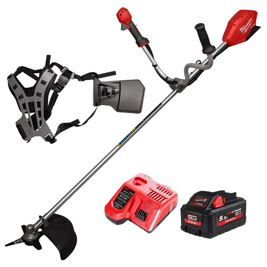 Milwaukee M18FBCU-0 M18 18V Brushless Brush Cutter With 1 x 5.5Ah Battery Charger & Harness