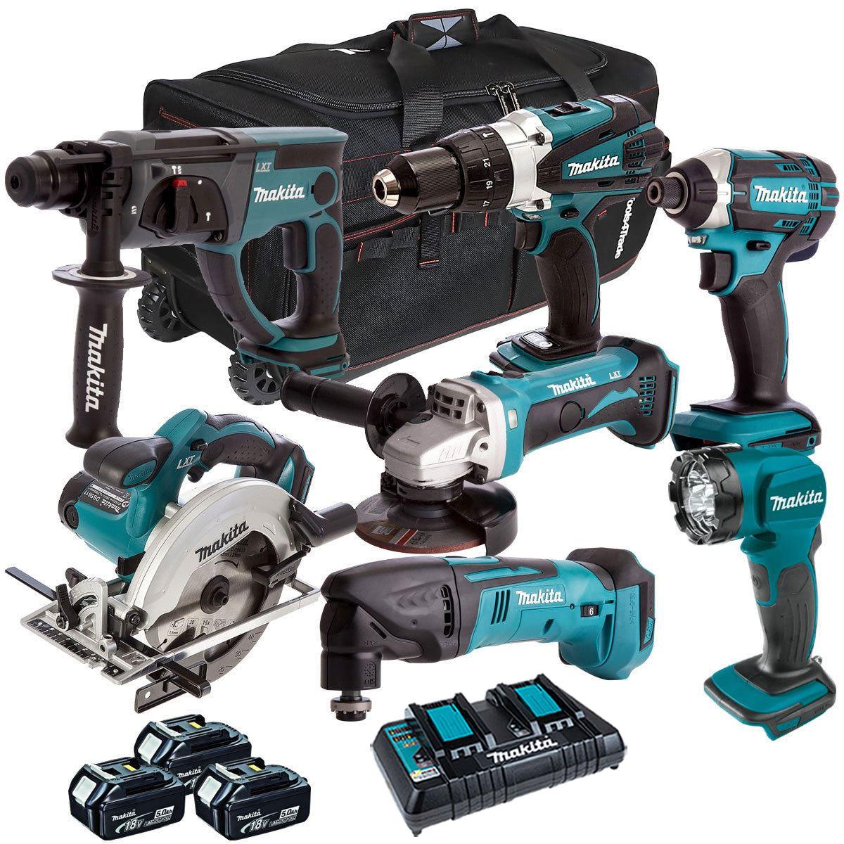 Makita 18V 7 Piece Tool Kit with 3 x 5.0Ah Battery & Charger T4TKIT-4317