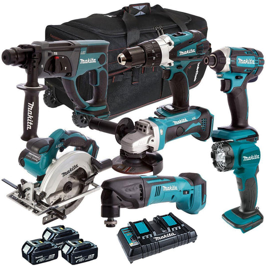 Makita 18V 7 Piece Tool Kit with 3 x 5.0Ah Battery & Charger T4TKIT-4317