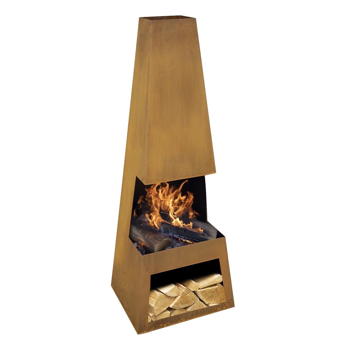 Sealey DG108 Dellonda Outdoor Chiminea with Firewood Storage Corten Steel