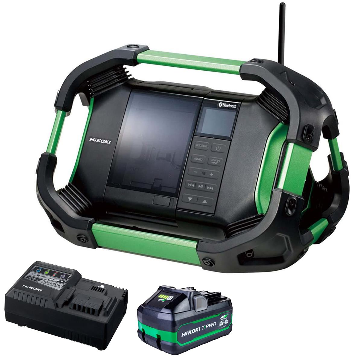 HiKOKI UR18DSDL 14.4V/18V DAB/DAB+ FM Bluetooth Jobsite Radio with 1 x 4.0Ah/8.0Ah Battery & Charger