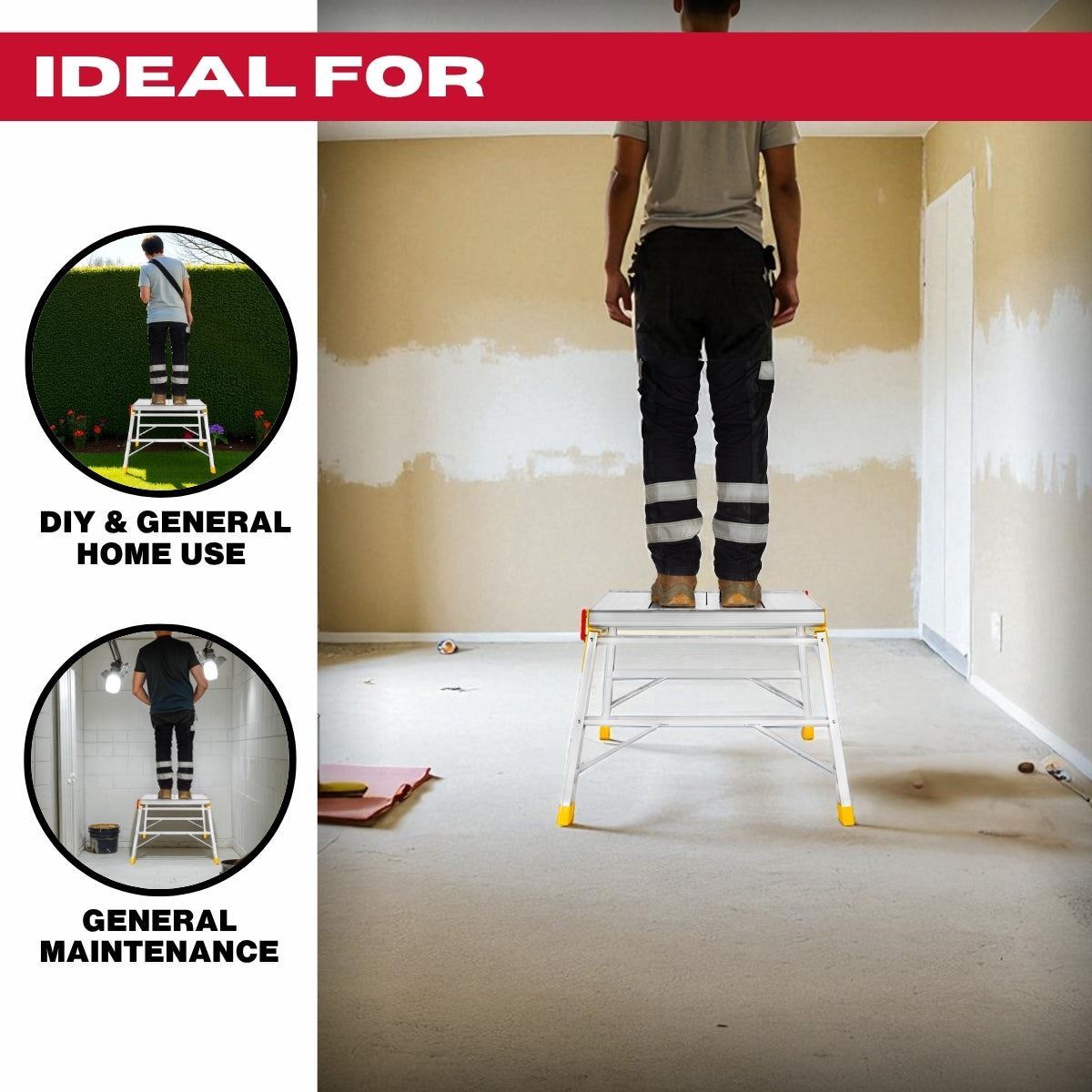 Excel Heavy Duty Aluminium Platform Work Bench Folding Hop Up 600mm x 600mm Item Condition Damaged Box