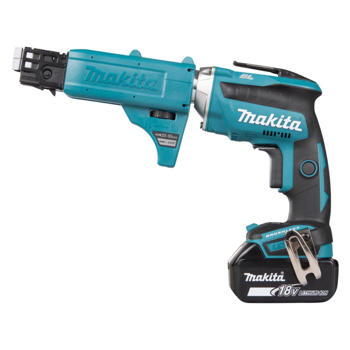 Makita DFS452TJX2 18V Brushless Collated Autofeed Drywall Screwdriver with 2 x 5.0Ah Batteries & Charger in Case