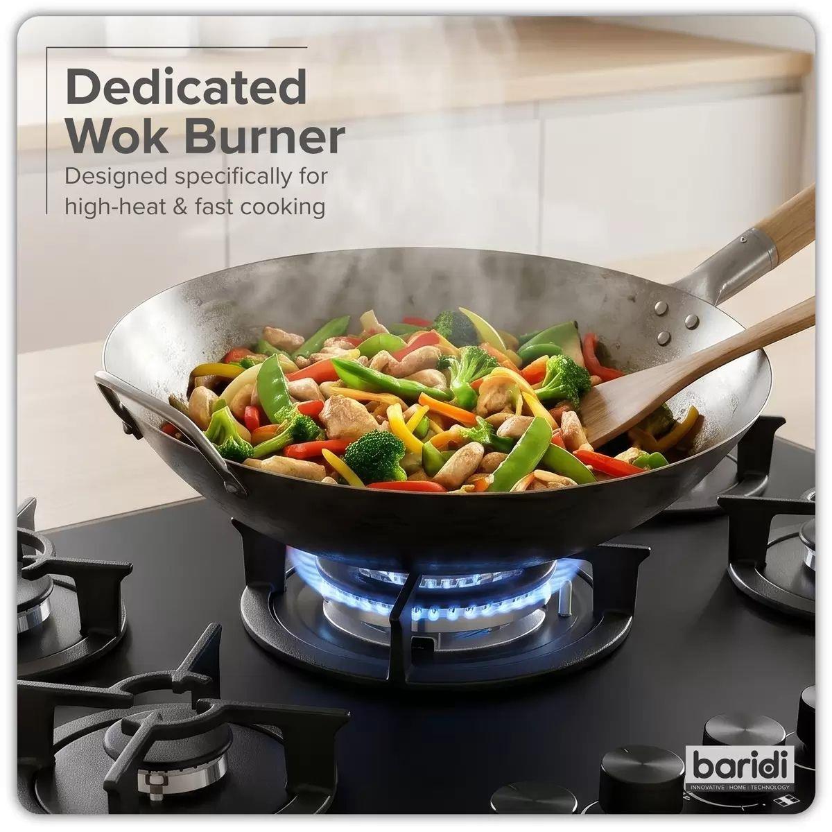 Sealey DH384 Baridi 70cm Gas Hob Matt Black with 5 Burners, Cast Iron Supports & Auto Ignition 10.4kW/230V