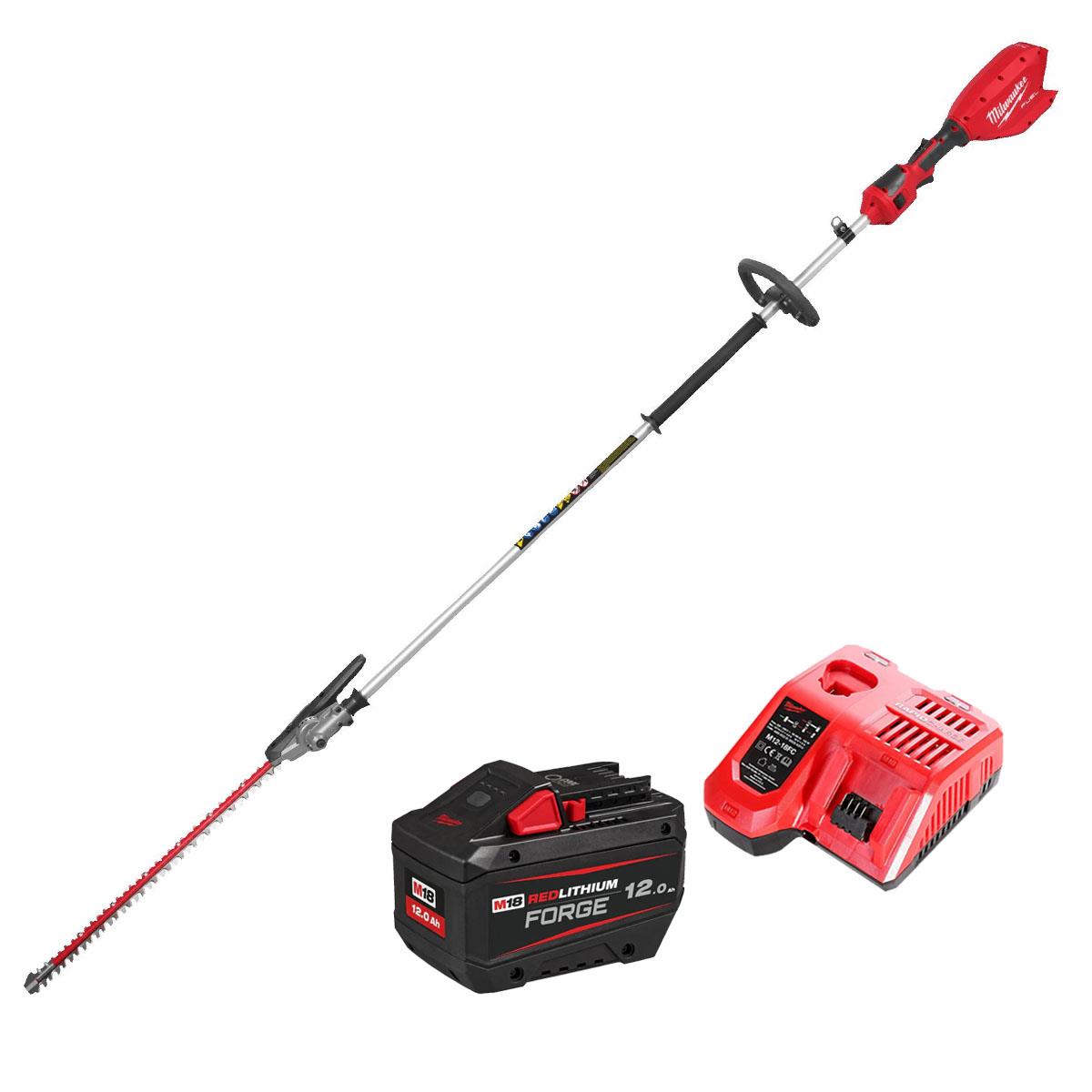 Milwaukee M18FHETE27-0 M18 18V Brushless Pole Hedge Trimmer With 1 x 12.0Ah Battery & Charger