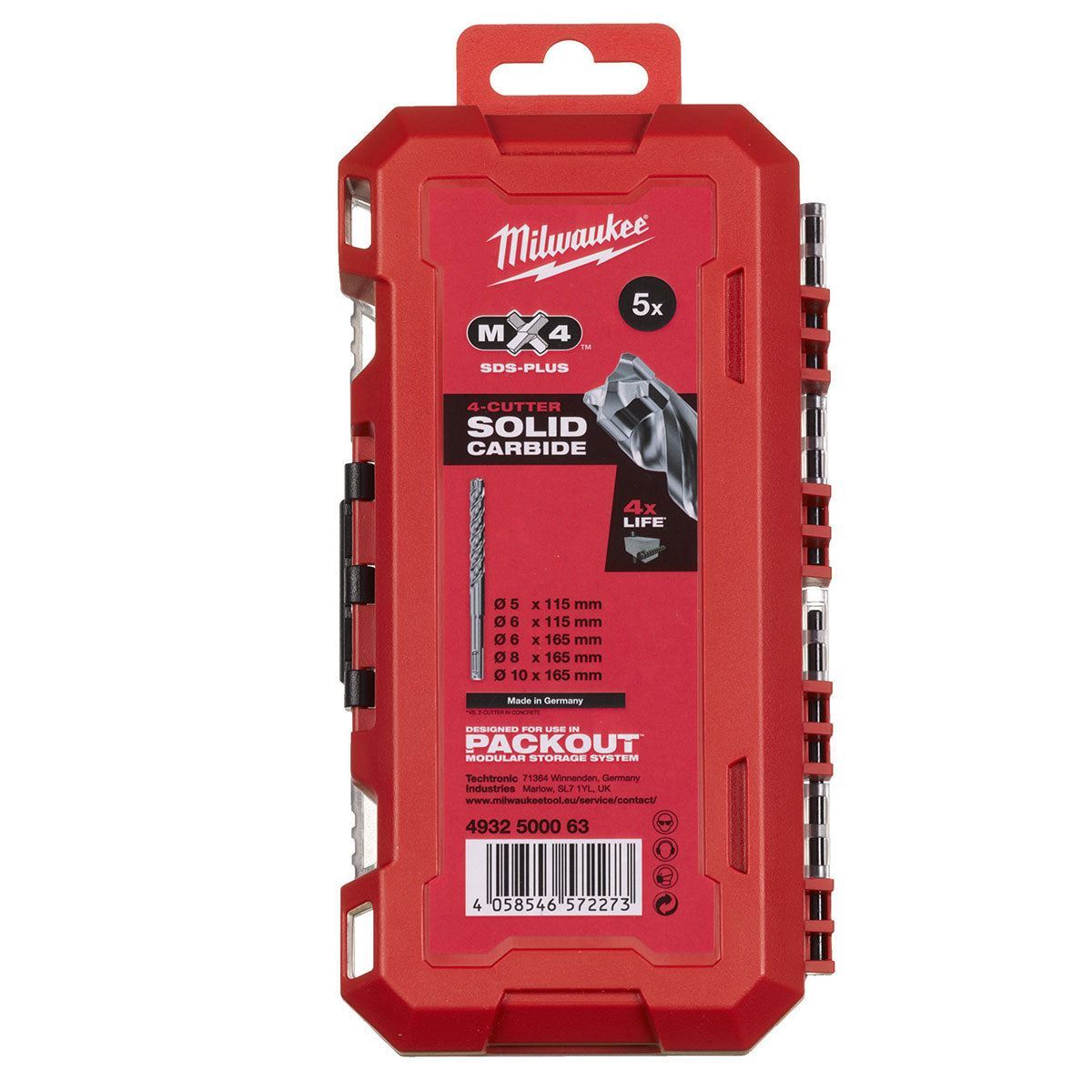 Milwaukee 5 Piece SDS+ MX4 Drill Bit Set 4932500063