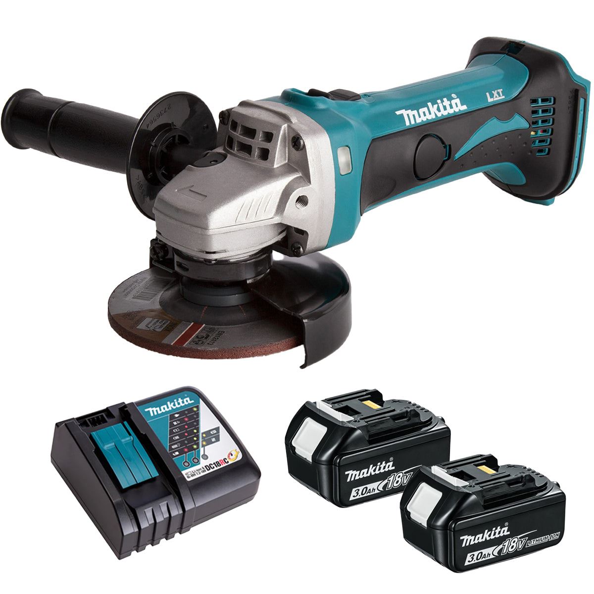 Makita DGA452Z 18V 115mm Angle Grinder with 2 x 3.0Ah Battery & Charger