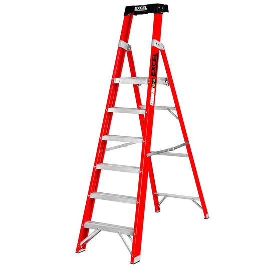 Excel Electricians Fibreglass Platform Step Ladder 6 Tread 2.04m EN131