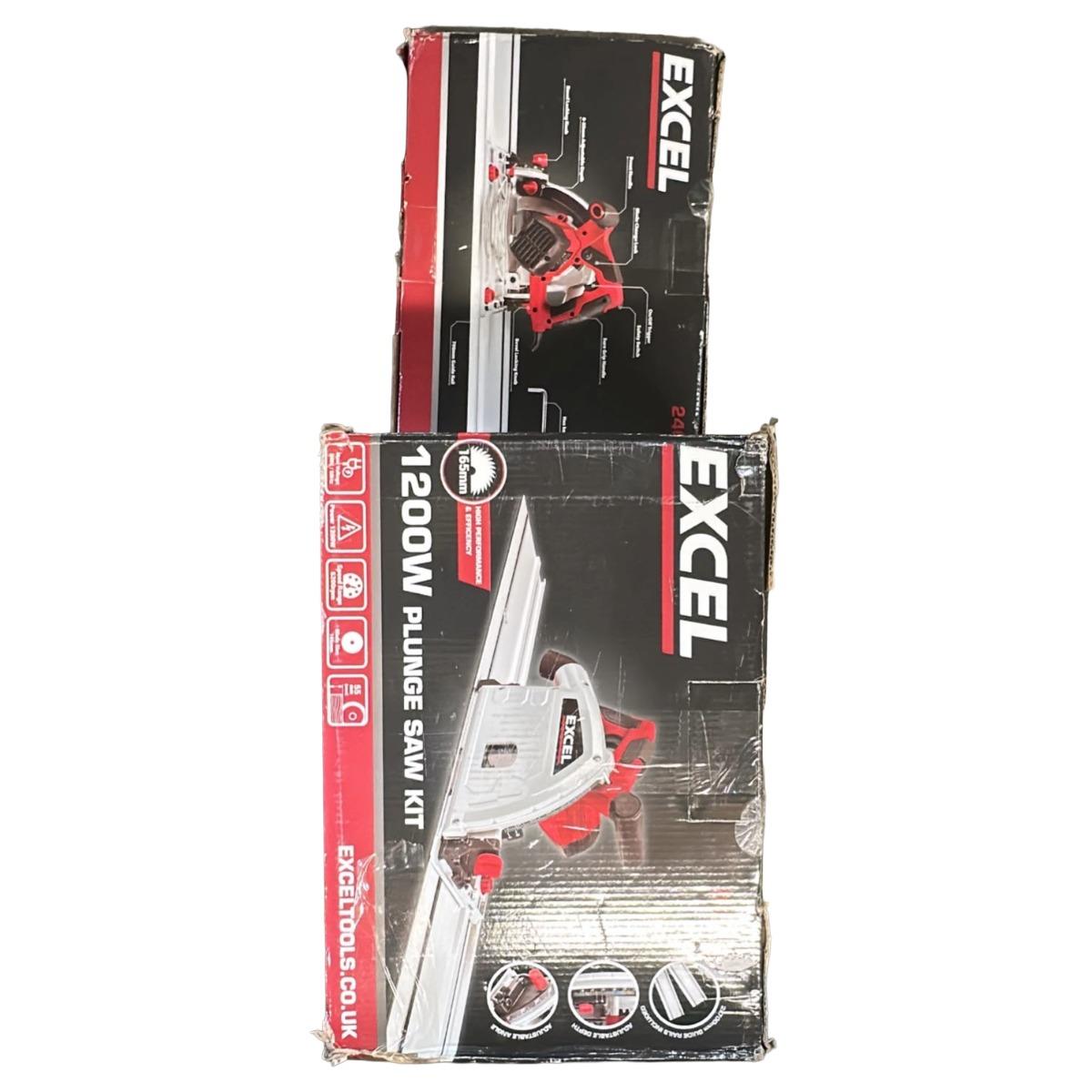 Excel 165mm Plunge Saw 1200W/240V with Guide Rail Set Item Condition Damaged Box