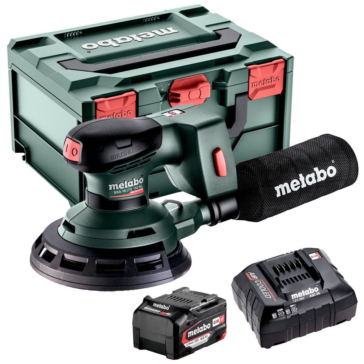 Metabo SXA 18 LTX 150 BL 18V Brushless 150mm Random Orbital Sander with 1 x 4.0Ah Battery Charger & Metabox