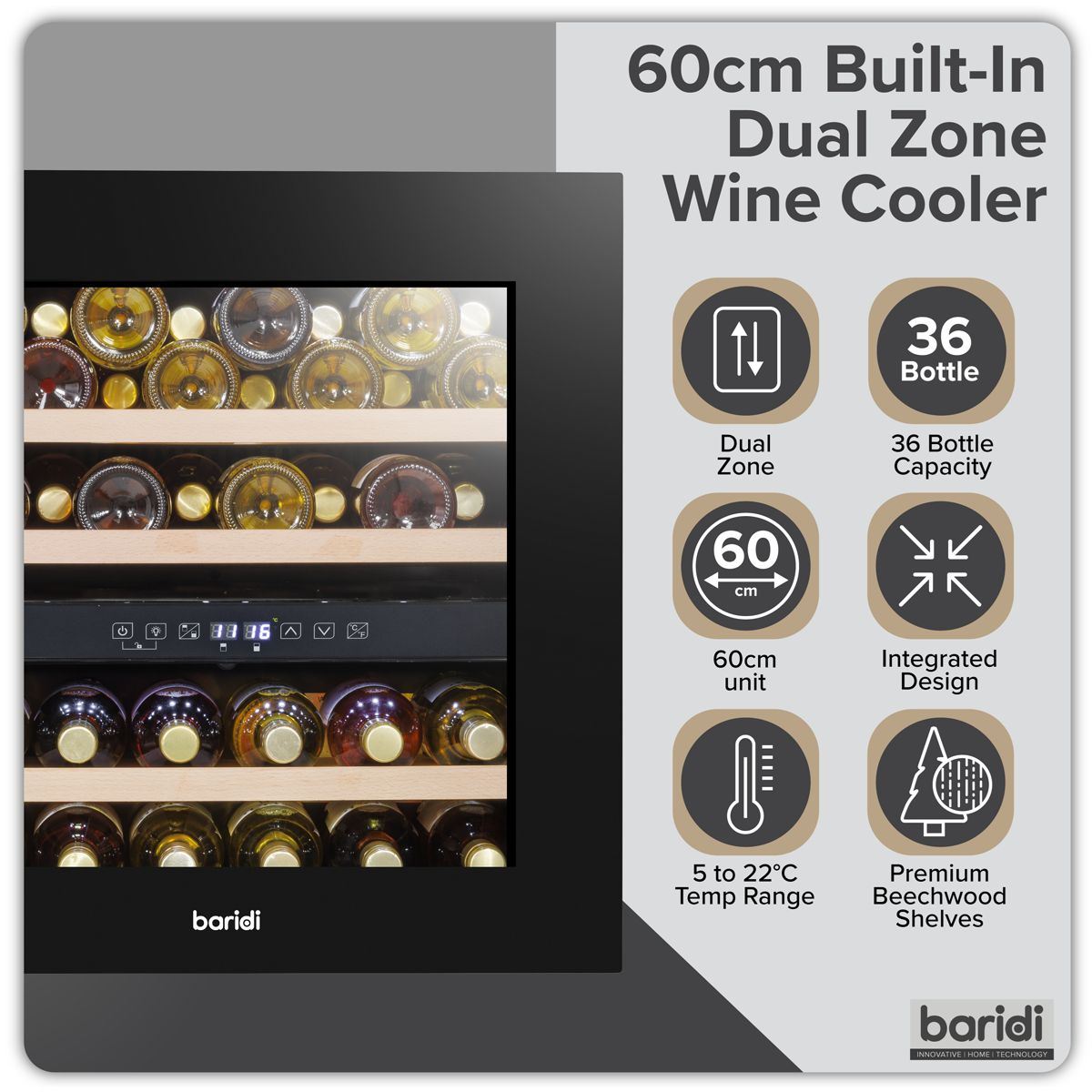 Sealey DH117 Baridi 36 Bottle Fridge & Cooler 60cm