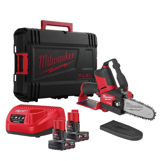 Milwaukee M12FHS-602X M12 Fuel 12V Brushless Hatchet Pruning Saw with 2 x 6.0Ah Batteries & Charger in Case 4933472213