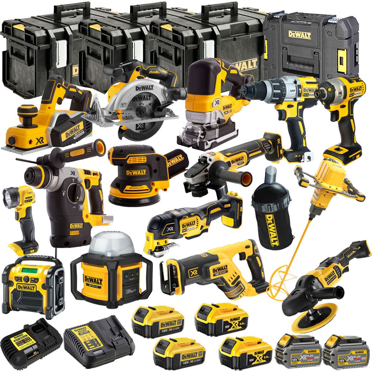 Dewalt DCKT4T15P 18V XR 15 Piece Power Tool Kit with 6 x Battery Charger & TStak Tool Storage