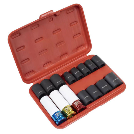 Sealey AK5615M Impact Socket & Wheel Nut Remover Set 1/2"Sq Drive 15 Piece