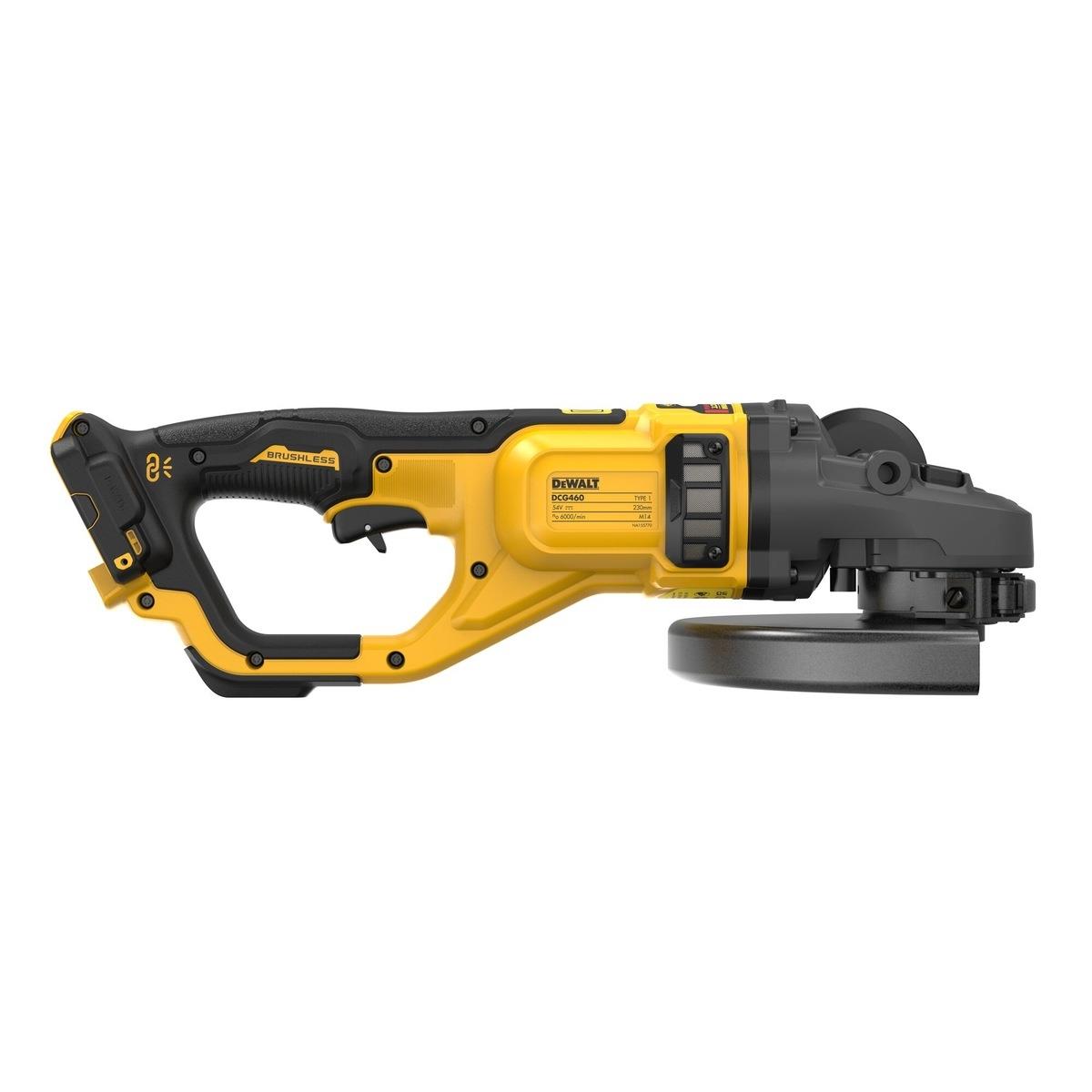 Dewalt DCG460NK-XJ 54V XR Flexvolt Brushless Angle Grinder With 1 x 2.0Ah/6.0Ah Battery Charger & Case