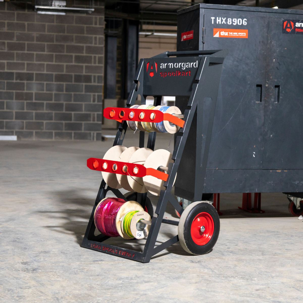 Armorgard SPK2 Spoolkart Mobile Cable Reel Cart 740mm x 840mm x 1365mm Efficient Cable Storage Solution