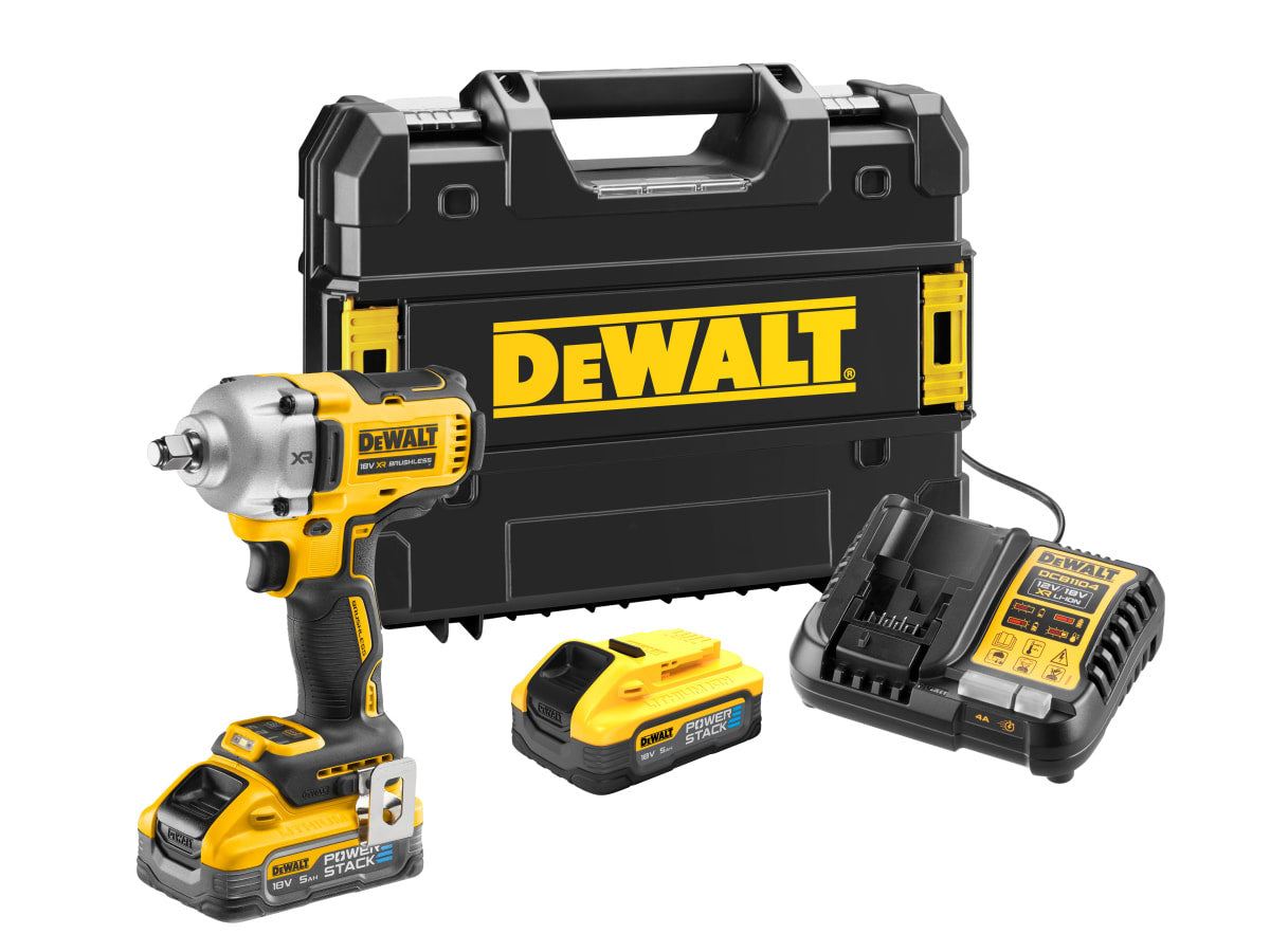 DeWalt DCF891H2T-GB 18V XR Brushless 1/2'' Impact Wrench with 2 x 5.0Ah Battery Charger & Case