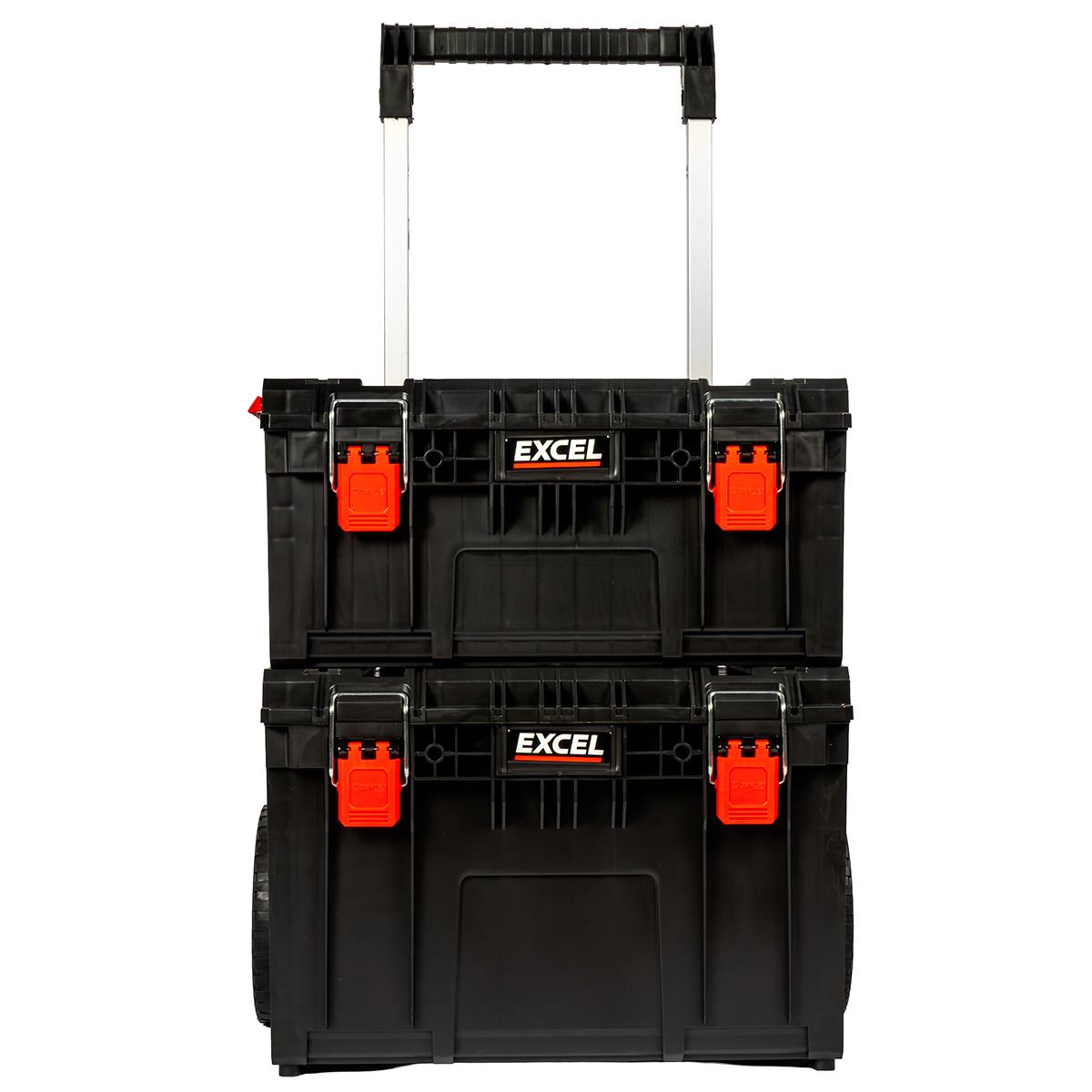 Excel Modular Tool Box Heavy Duty Mobile Storage 3 Piece Set with Wheels