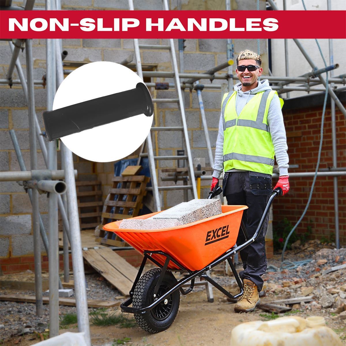 Excel Heavy Duty Wheelbarrow with 100L HDPE Tray