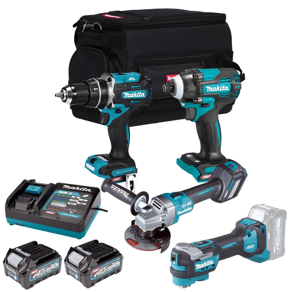 Makita 40V 4 Piece Combo Kit with 2 x 2.5Ah Batteries & Charger T4TKIT-7198