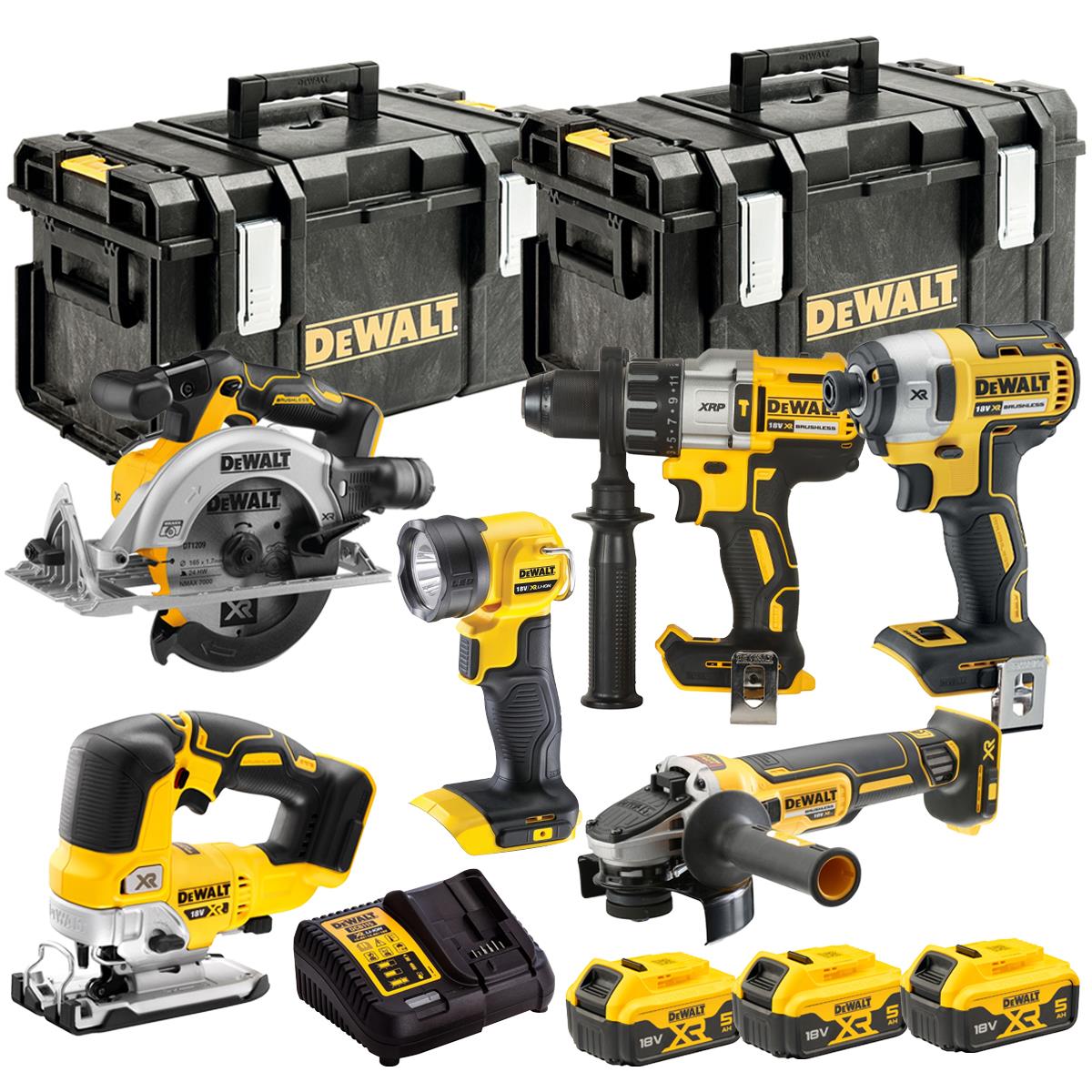 DeWalt DCK664P3-GB 18V Brushless 6 Piece Tool Kit with 3 x 5.0Ah Battery, Charger & Case