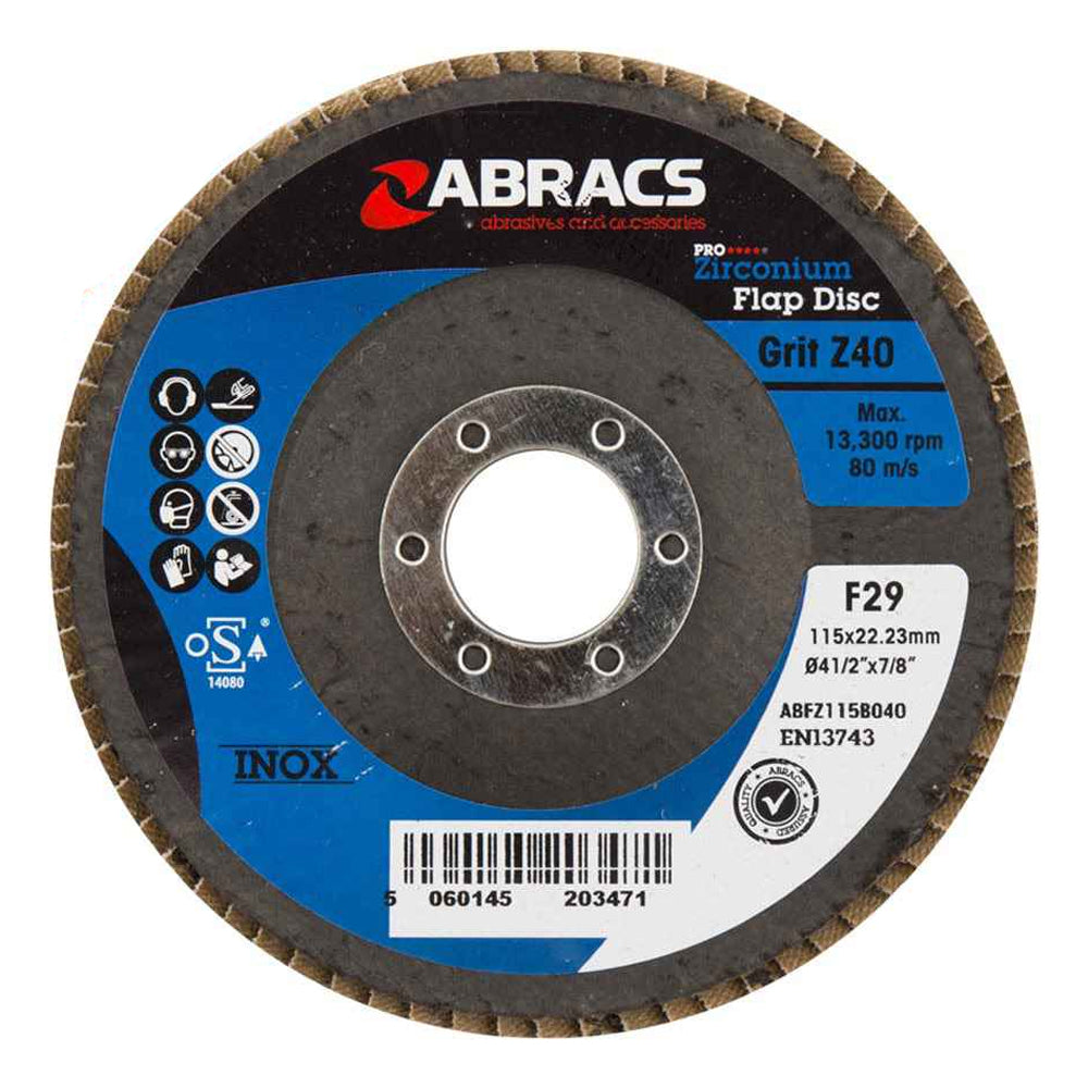 Abracs Pro 115mm 40g Zirconium Flap Disc ABFZ115B040