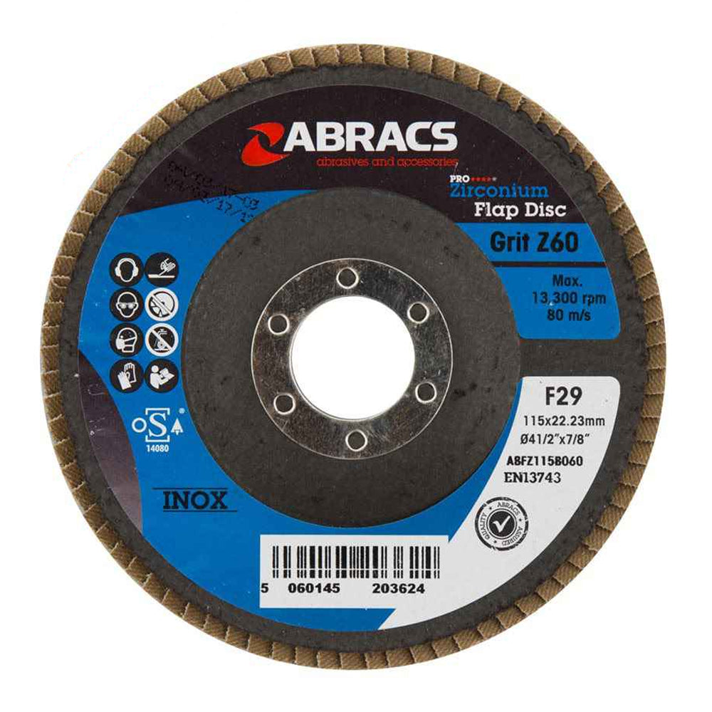 Abracs Pro 115mm 60g Zirconium Flap Disc ABFZ115B060