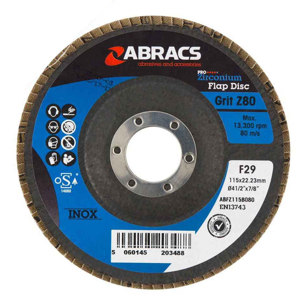 Abracs Pro 115mm 80g Zirconium Flap Disc ABFZ115B080