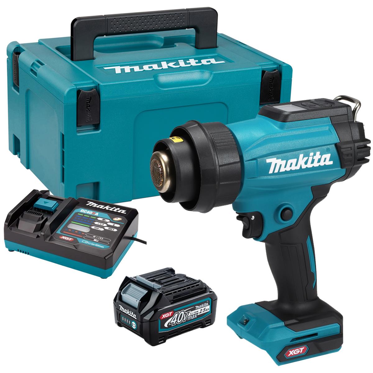 Makita HG001GZ02 40V Max XGT Heat Gun with 1 x 2.5Ah Battery Charger & Case