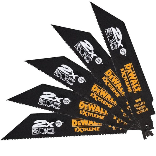 DeWalt 152mm 14/18 TPI Metal Reciprocating Blades DT2407L-QZ Pack of 5