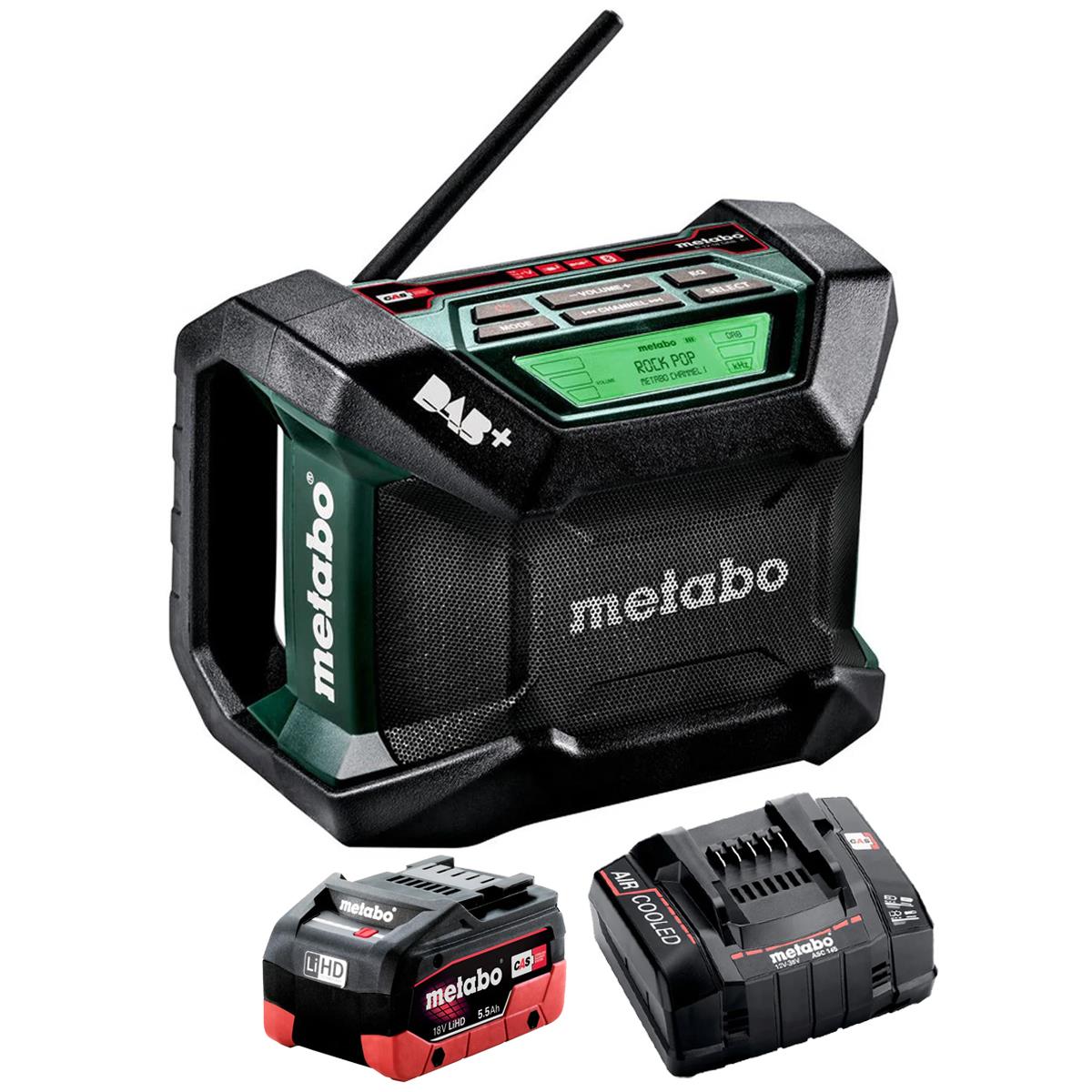 Metabo R 12-18 DAB+ BT 18V Worksite Radio With 1 x 5.5Ah Battery & Charger