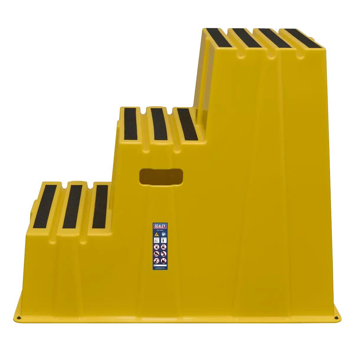 Sealey KS7 Heavy-Duty 3-Step Safety Steps with Anti-Slip Treads 150kg Capacity, Yellow EN 14183