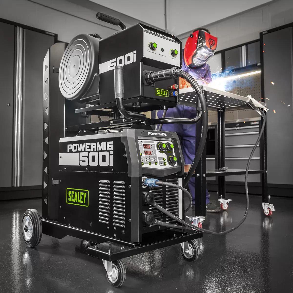 Sealey POWERMIG500i 500A Professional Gas/Gasless MIG/TIG/MMA Inverter Welder With Portable Wire Feeder 400V/3ph